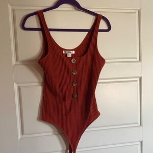 Revamped Terracotta Ribbed Kids Bodysuit